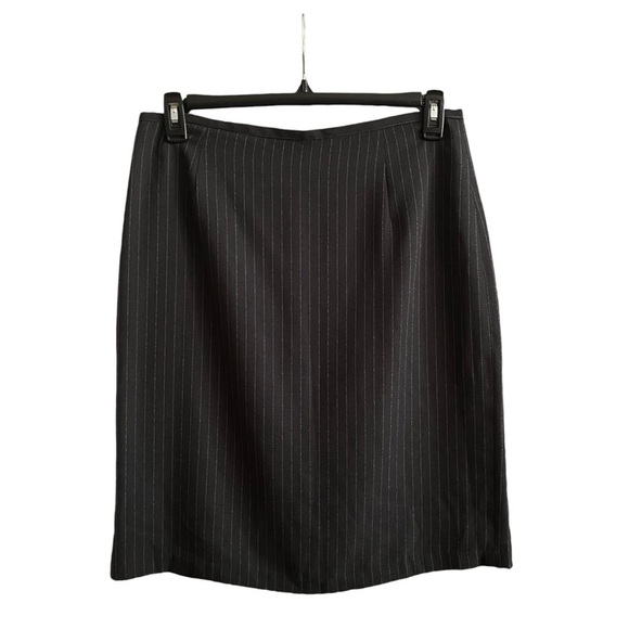 Harve Benard Skirt Women's 12 Charcoal Gray Pinstriped Zip Back Pleat Lined Work - Picture 1 of 6